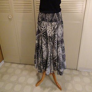 Black Paisley Very full Hanky scarf Maxi SKIRT  S M